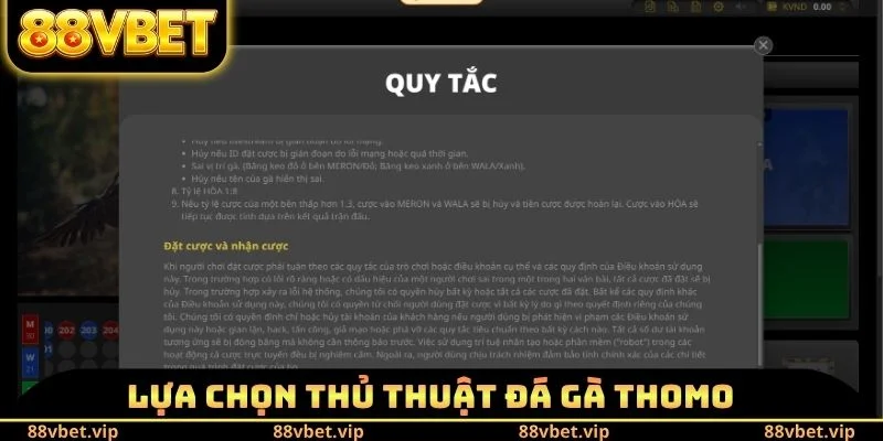 Thủ Thuật Đá Gà Thomo 88vbet - Cách Để Giành Lấy Chiến Thắng 4 Lựa chọn thủ thuật đá gà Thomo
