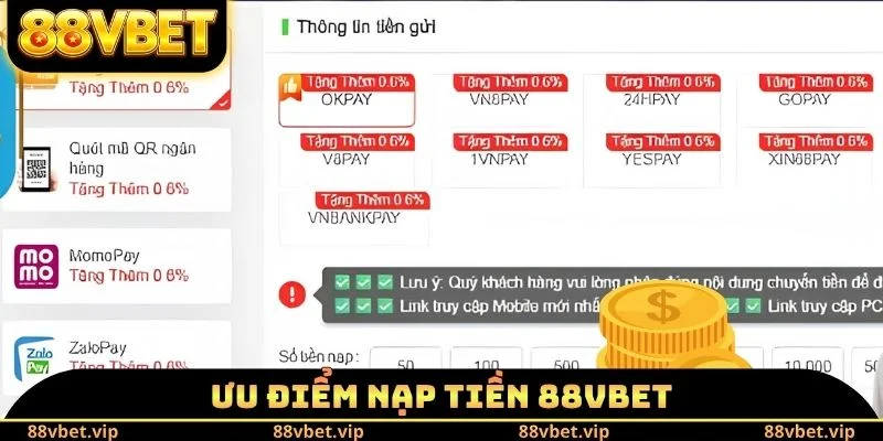 Nạp Tiền 88vbet - Nâng Cao Nguồn Vốn Với Nhiều Phương Thức 1 Ưu điểm nạp tiền 88vbet